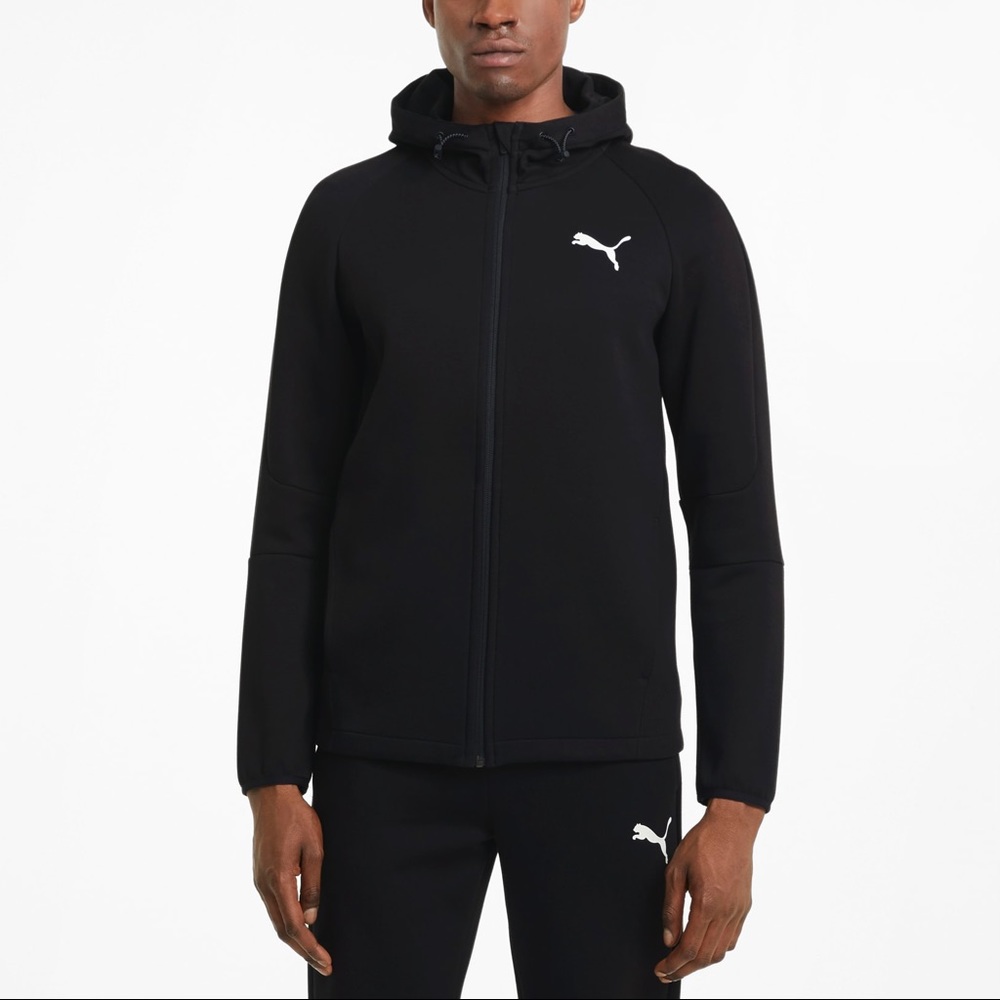Puma Evostripe Full-Zip Black Hoodie Jacket Sz L